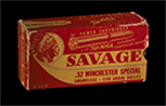 Savage Arms bullet box, ca. 1950